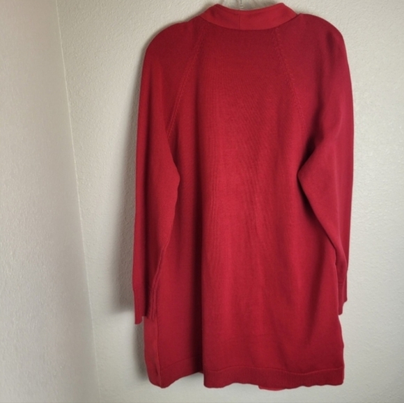 Chico's Open Drape Red Coat With Knitted Sleeves/Back Chico's Size 3 (XL) NWT - Picture 6 of 12